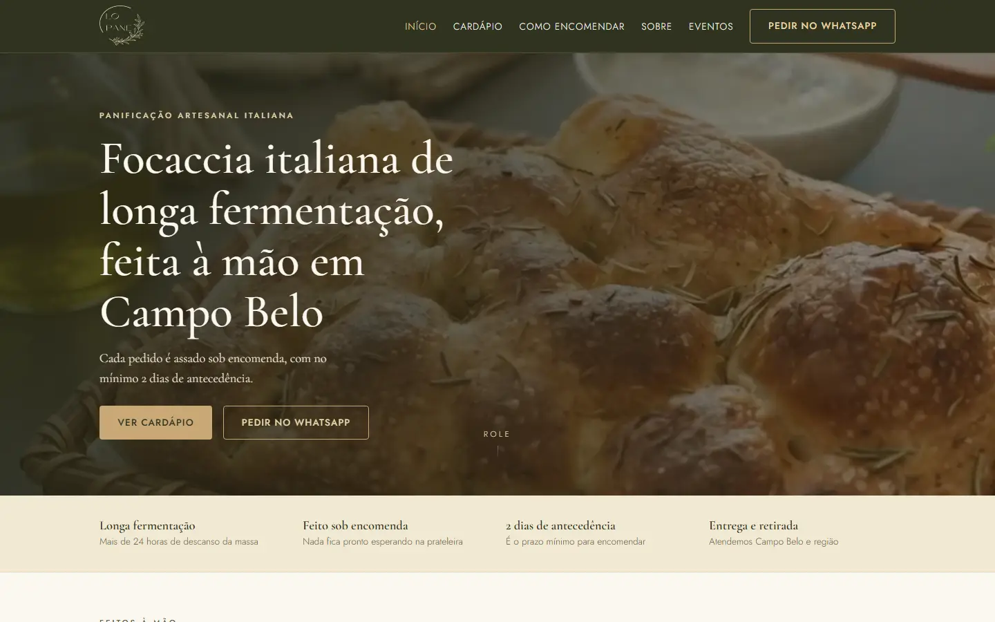Primeira tela do site Lo Pane
